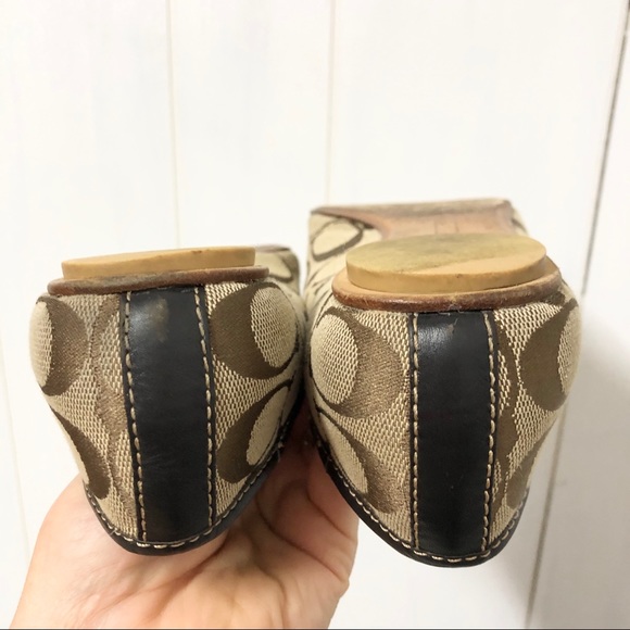 Coach Tan and Brown Logo Ballet Flats - Picture 8 of 10